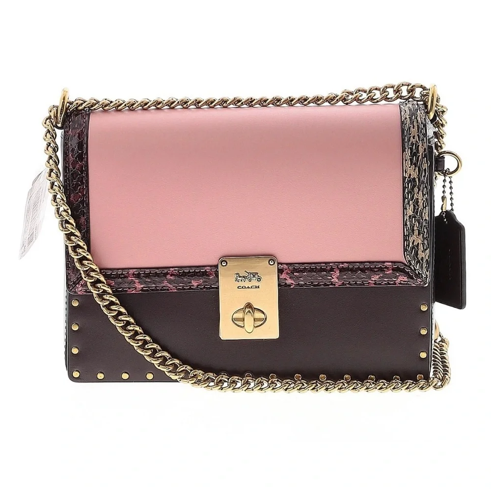 Coach X Jennifer Lopez Hutton Shoulder Bag In Colorblock With Snakeskin Detail - Picture 14 of 14
